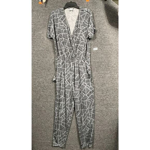 Peyton Jensen Jumpsuit Womens Large Geometric Pockets Elastic Waist Made USA - Picture 2 of 11
